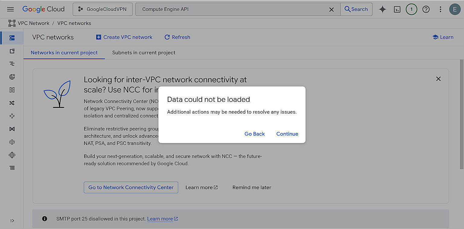 Screenshot of the Google Cloud configure 1